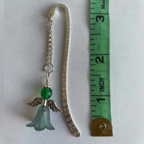 Handmade Dark Green Angel Fairy Bookmark with Silver Tone Hook - ideal Gift - Picture 5 of 7